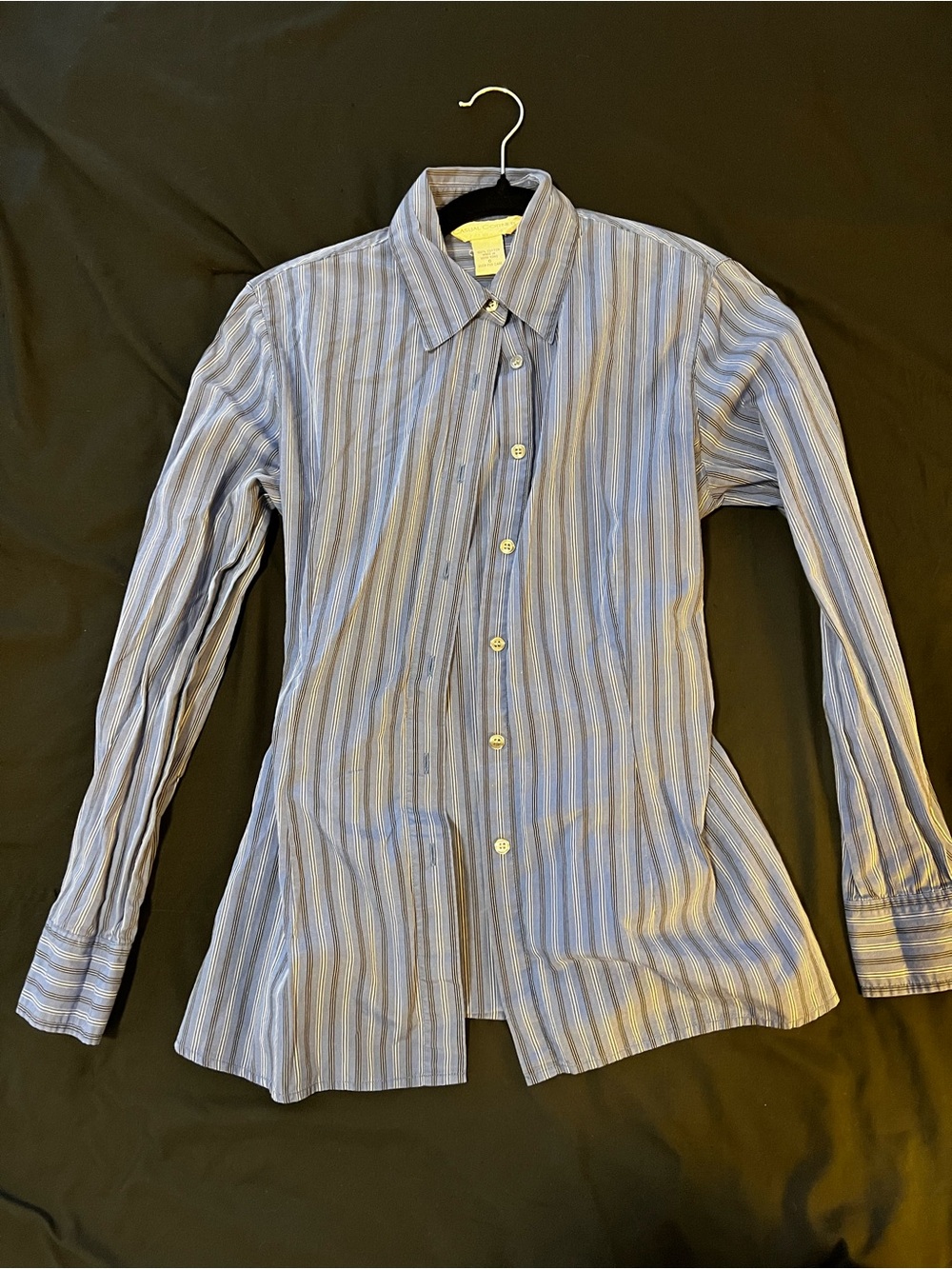 Women's Blue Striped Button-Up Dress Shirt